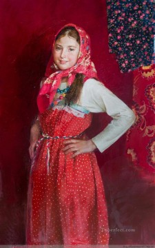 女性 Painting - プリティ・リトル・ガール NM タジキスタン 17 印象派